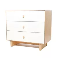 Commode Merlin Rhea 3 tiroirs - Blanc/Bouleau